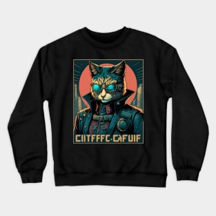 cyber detective cat portrait wearing cool glasses Crewneck Sweatshirt